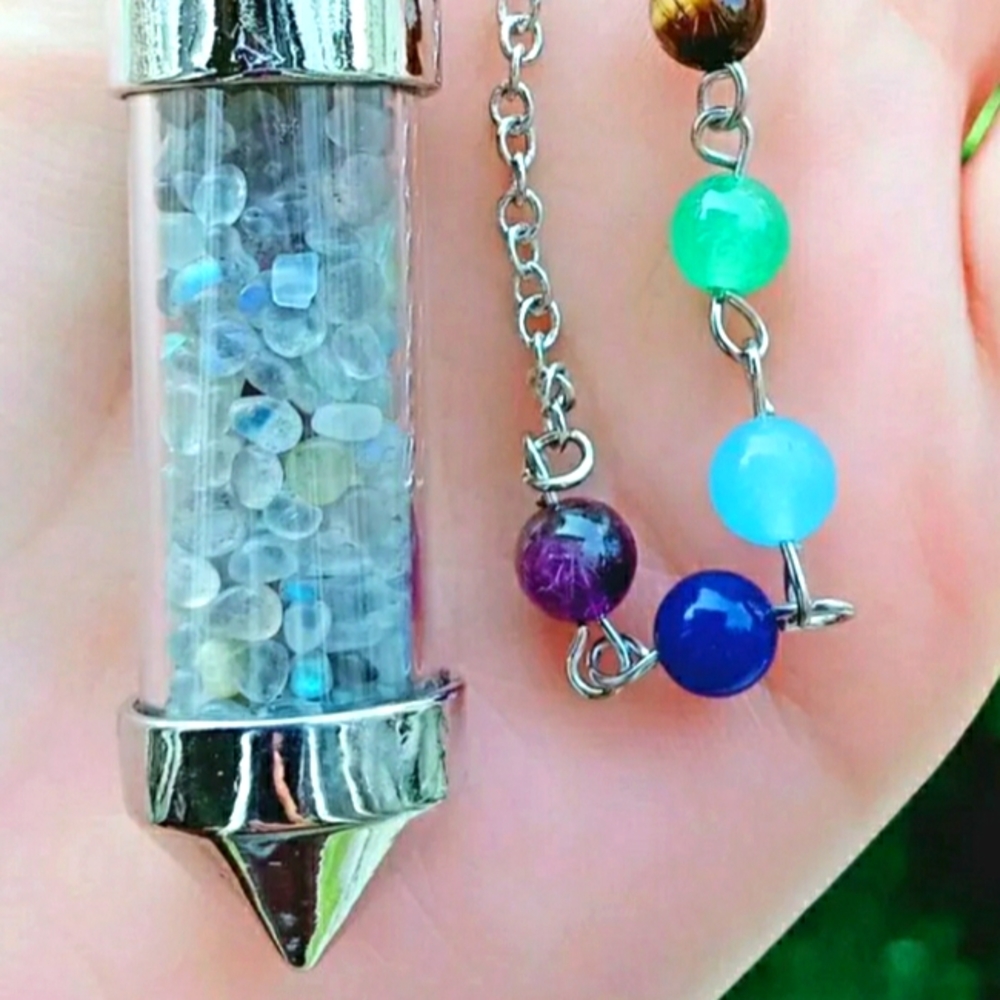 Labradorite stone Bottle Chakra Pendulum